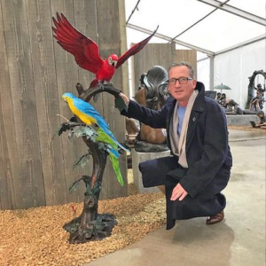 Solid Bronze Sculptures Macaw Parrots 138cm Colour BI 72
